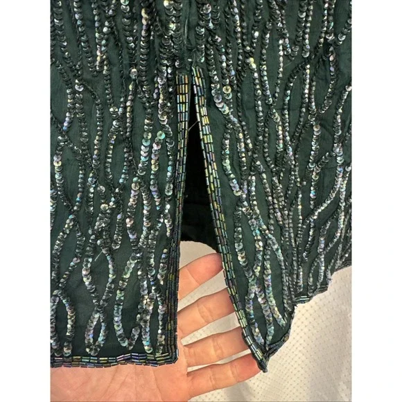 Vintage Scale Women's Dress Silk Sequins Beaded 1X India Gown Formal - Picture 7 of 9